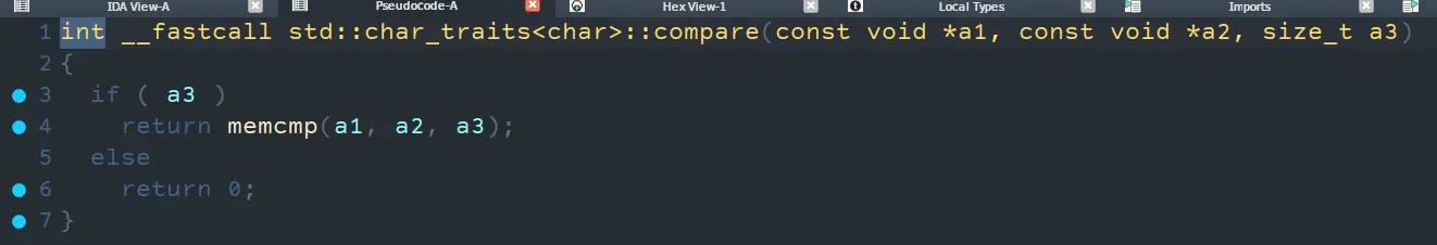 comparing uses memcmp