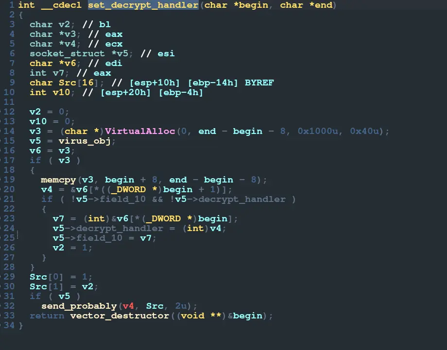 Setting the decrypt handler